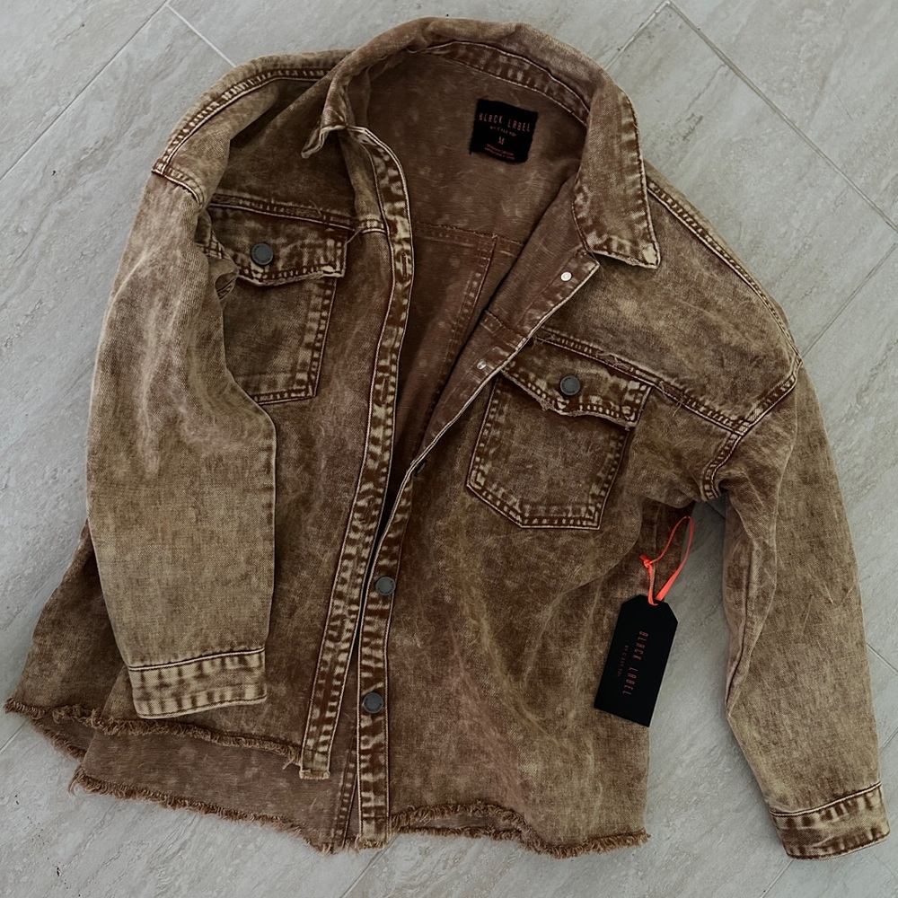 Tan jean-jacket